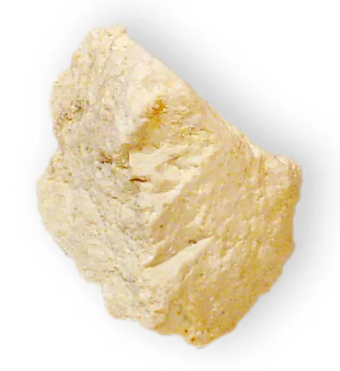 Halloysite (Al₂Si₂O₅(OH)₄·2H₂O) : minéral de la famille « silicates (phyllosilicates) », système monoclinique, dureté 1 à 2 (Mohs), couleurs : blanc, jaunâtre
