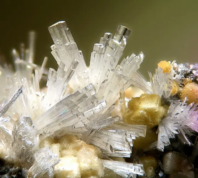 Valentinite (Sb₂O₃) : minéral de la famille « oxydes et hydroxydes », système orthorhombique, dureté 2,5 à 3 (Mohs), couleurs : incolore, blanc, jaunâtre, gris